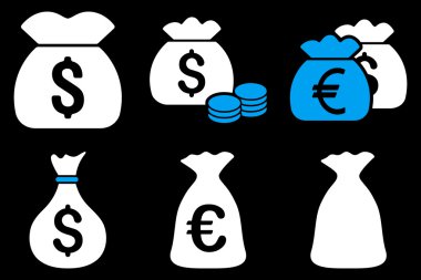 Para çantası düz vektör simgeler