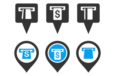 ATM harita işaretleyici düz vektör simgeler