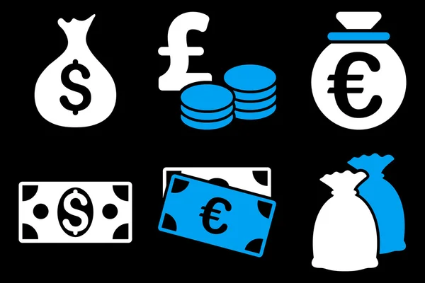 Dinheiro em dinheiro ícones vetores planos —  Vetores de Stock
