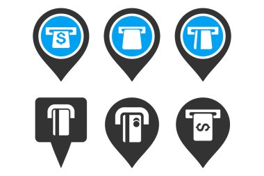 ATM harita işaretçi düz vektör simgeler