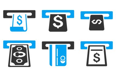 ATM Para Çekme düz vektör simgeler