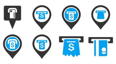 Banka Atm işaretçiler düz vektör simgeler