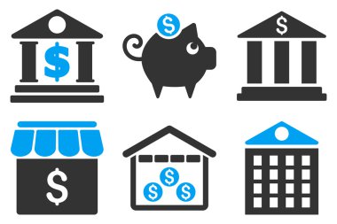 Banka düz vektör simgeler