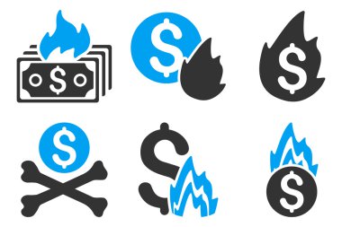 Yangın felaketi düz vektör simgeler