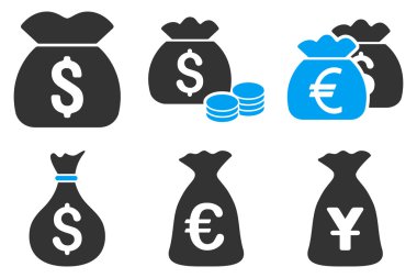 Para çantası düz vektör simgeler