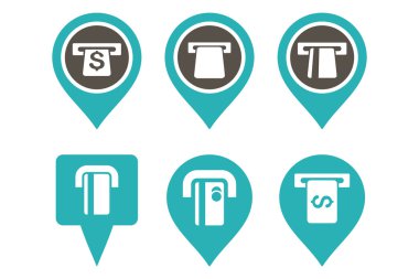 ATM harita işaretçi düz vektör simgeler