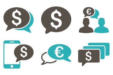 Para ileti düz vektör simgeleri