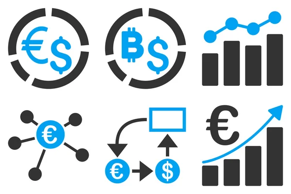 Gráficos de negócios ícones vetores planos — Vetor de Stock