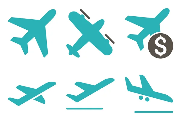 Aviation Flat Vector Icons — Stock Vector