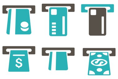 Bilet Terminal düz vektör simgeler