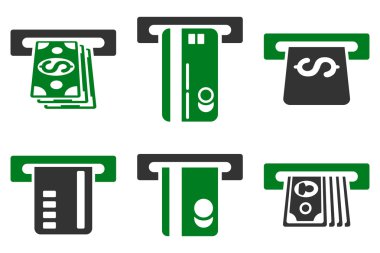 ATM banka Fişleri Paraya Çevirme düz vektör simgeler