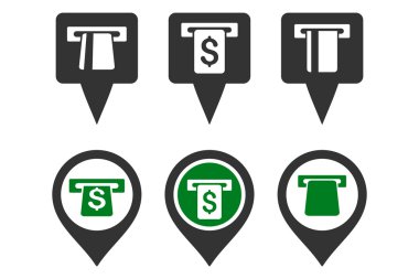 ATM harita işaretleyici düz vektör simgeler