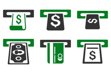 ATM Para Çekme düz vektör simgeler
