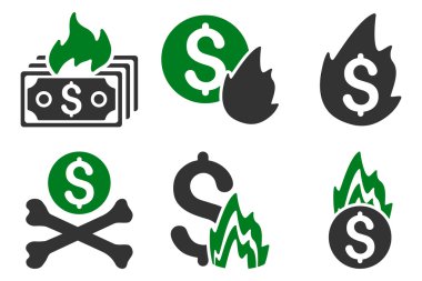 Yangın felaketi düz vektör simgeler