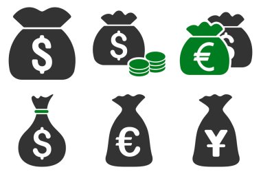 Para çantası düz vektör simgeler