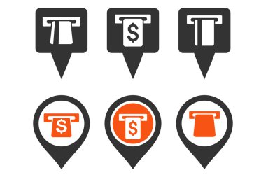 ATM harita işaretleyici düz vektör simgeler