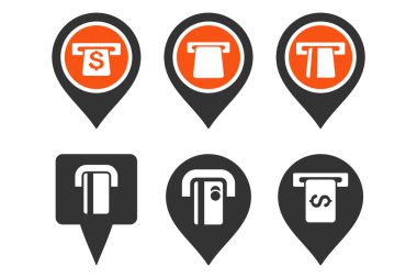 ATM harita işaretçi düz vektör simgeler