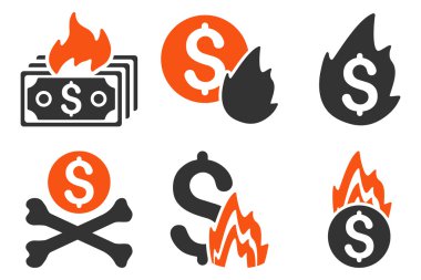 Yangın felaketi düz vektör simgeler