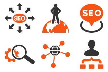 SEO Pazarlama düz vektör simgeler