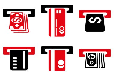 ATM banka Fişleri Paraya Çevirme düz vektör simgeler