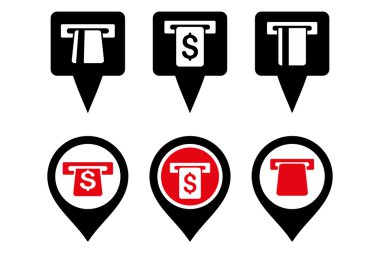 ATM harita işaretleyici düz vektör simgeler