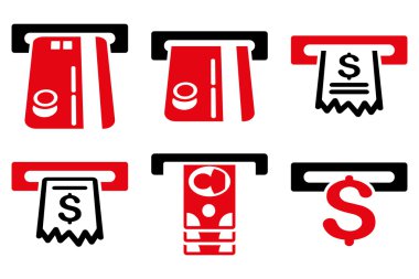 ATM yuvası düz vektör simgeler