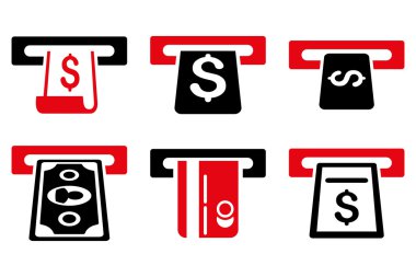 ATM Para Çekme düz vektör simgeler