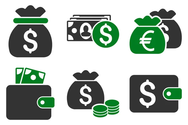 Cash geld platte Vector Icons — Stockvector