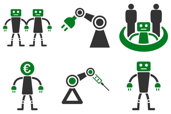 Robotik-flache Vektorsymbole — Stockvektor