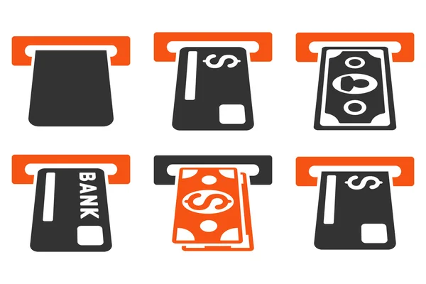 Banking ATM Flat Vector Icons — Stock Vector