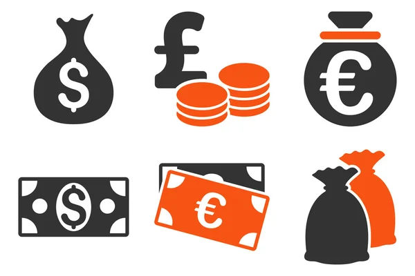 Cash Money Flat Vector Icons — Stock Vector