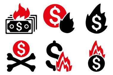 Yangın felaketi düz vektör simgeler