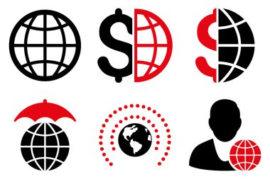 Küresel iş düz vektör simgeler