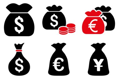 Para çantası düz vektör simgeler