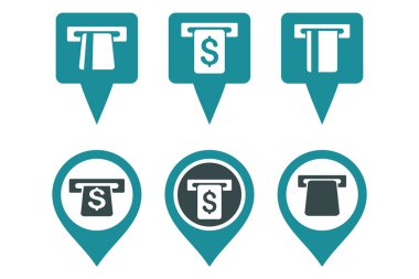 ATM harita işaretleyici düz vektör simgeler