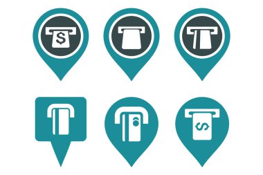 ATM harita işaretçi düz vektör simgeler