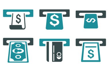ATM Para Çekme düz vektör simgeler