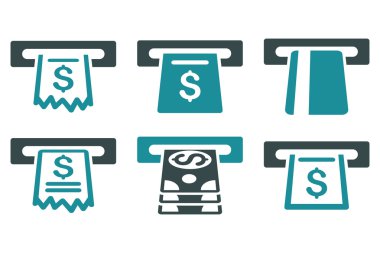 Otomatik kasiyer düz vektör simgeler