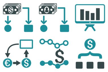Nakit akışı düz vektör simgeler çizelgeleri