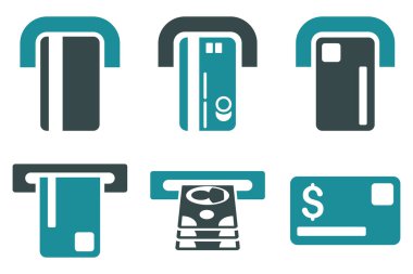 Ödeme Terminal düz vektör simgeler