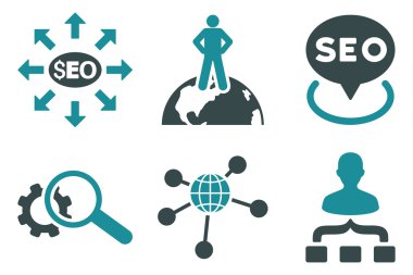 SEO Pazarlama düz vektör simgeler