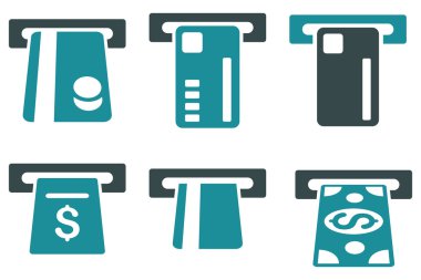 Bilet Terminal düz vektör simgeler