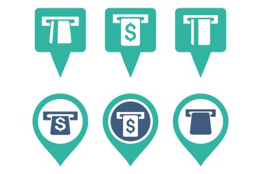 ATM harita işaretleyici düz vektör simgeler