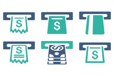 Otomatik kasiyer düz vektör simgeler