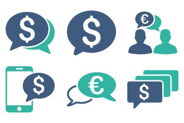 Para ileti düz vektör simgeleri