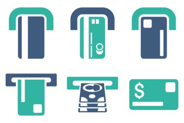 Ödeme Terminal düz vektör simgeler