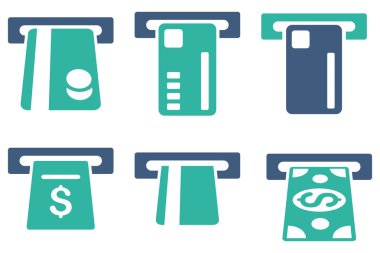 Bilet Terminal düz vektör simgeler