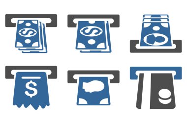 ATM makinesi düz vektör simgeler