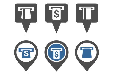 ATM harita işaretleyici düz vektör simgeler