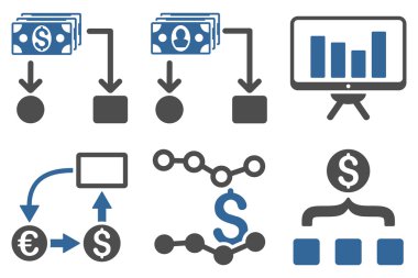 Nakit akışı düz vektör simgeler çizelgeleri